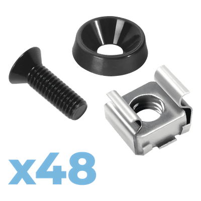 Kit de Montaje para Rack / 48 Tornillos / 48 Arandelas / 48 Tuercas Enjauladas / M5 y M6