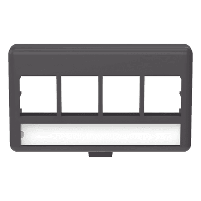 Placa de Mobiliario Modular / 4 Puertos Keystone / Salida Plana / 2.9" x 1.77" (73.66 x 44.95 mm) / Color Negro