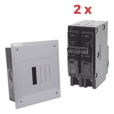 Centro de Carga / 4 Polos Empotrable / 100 A / 2 Interruptores Térmicos 2P 20 A / 10 kA / 120/240 VCA