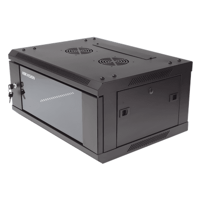 Gabinete para Montaje en Pared - Piso / Puerta de Cristal Templado / Cuerpo Fijo / 4 Unidades de Rack / 19" / Fabricado en Acero