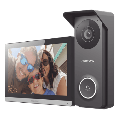 Kit de Videoportero Hibrido TurboHD con Pantalla LCD touch de 7" Wi-Fi / Frente de Calle para Exterior Metalico / 720p (1 Megapíxel )117° de Visión (Gran Angular) / Llamada a App Hik-Connect