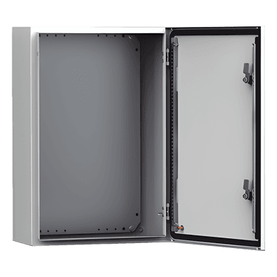 Gabinete Industrial de Uso Exterior / IP66 NEMA 4/12/13 / IK10 / Acero 1.5 mm / 600 x 600 x 400 mm (23.6 x 23.6 x 15.7 in) / Platina de Montaje Incluida