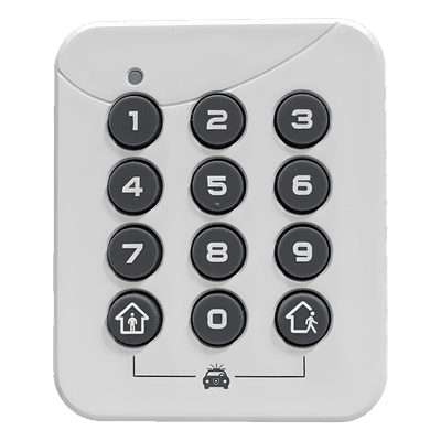 PINPad Inalámbrico / Frecuencia 433.92 MHz / Armado 1 Botón / Desarmado 4-10 Dígitos / Alimentación por Batería CR2032 / Tamaño Compacto 5.8 x 5 x 1 cm