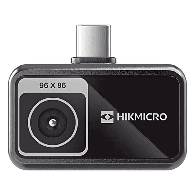 MiniE - Cámara Termográfica para Smartphone / Resolución IR 96 x 96 (9,216 píxeles) / SuperIR / Rango de -20°C a 400°C / Precisión ±2°C o ±2% / Compatible iOS y Android / Paleta Personalizable