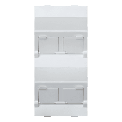 Placa Voz y Datos Inclinada / Guardapolvo Integrado / 2 Puertos Keystone / 108×52 mm / 4.25×2.05 in