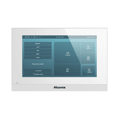 Monitor Color Blanco Linux / Pantalla Touch de 7 Pulgadas / SIP / POE / WIFI / Compatible con Frentes de Calle Akuvox