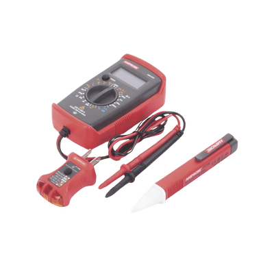 KIT Básico 3 en 1 con Multímetro Digital + Detector de Tensión sin Contacto + Comprobador de Fase GFCI