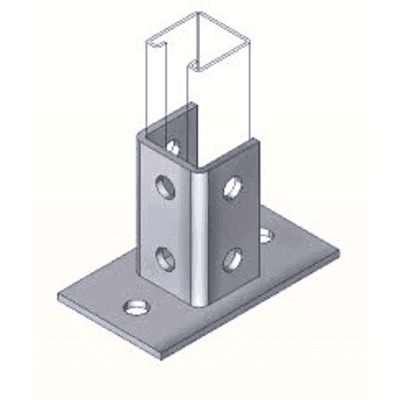 Base Cuadrada con 4 Perforaciones para Perfil Sencillo.