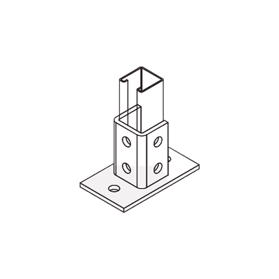 Base Rectangular con 2 perforaciones para Perfil Sencillo.