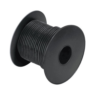 Rollo de cable grado marino calibre 14 en color negro de 100 pies (30.48 m).