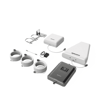 Kit Amplificador de Señal Celular 2G, 3G, 4G y 5G / Mejora llamadas convencionales y VoLTE / Amplifica señal de TELCEL, AT&T, MOVISTAR, BAIT,DiRi y más / Cubre hasta 300 m² con una antena y hasta 600 m² con 2 antenas.