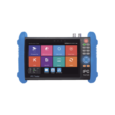 Tester de Video Profesional | Pantalla 7"|  Prueba IP/HD/Analógicas | TVI/CVI/AHD/CVBS | IP ONVIF | 4K/8K | H.264/H.265 | HDMI | PTZ | Scanner IP | TDR | Salidas 12V/24V/PoE | Activación Simultanea.