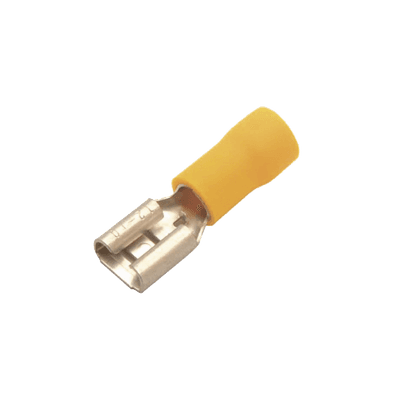 Terminal tipo hembra aislada 0.250 / 12 - 10 AWG / Amarillo / Para baterías con terminal F1 / Paquete de 25 piezas.