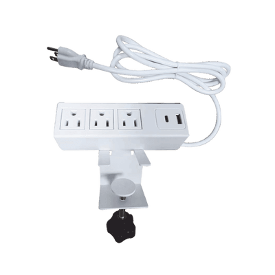 Tomacorriente para Escritorio / Cuenta con Bracket Ajustable a Diferentes Grosores / 3 Contactos 110VCA / 2 Contactos para Carga USB ( 1 contacto USB-A + 1 contacto USB-C )