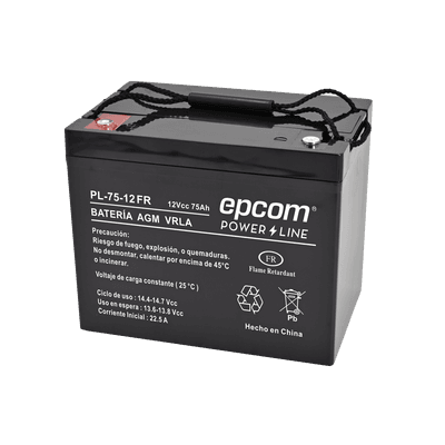 Batería 12 Vcc / 75 Ah /  UL / Tecnología AGM-VRLA / Retardante a la flama/ Uso en: Aplicaciones fotovoltaicas / Terminales tipo M6  / Cargador recomendado CHR-250.