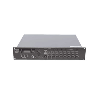 Controlador de Evacuación Por Voz | 500 W | 8 Zonas independientes | 4 entradas de audio y 2 entradas de micrófono