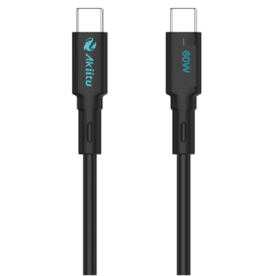 Cable USB-C a USB-C Carga Rápida 60W / Serie Magnética / 480 Mbps / Silicona Líquida / 1 m (3.3 ft) / Auto-enrollable / Anti-enredos / Negro