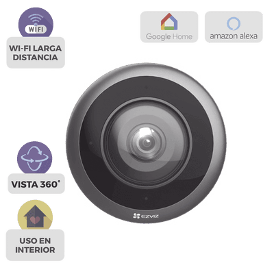 Cámara WiFi Panorámica Fisheye 360° / Resolución 3K+  / Visión Nocturna IR 10m / Detección IA Humana / Doble Banda 2.4-5GHz / Audio Bidireccional / Almacenamiento MicroSD 512GB / H.265