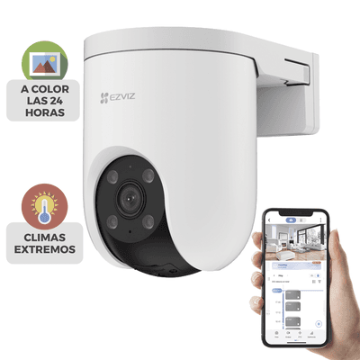 Cámara PT / Resolución 5 Megapixel (3K) / Visión Nocturna en Color / AI Detección de Humanos y Vehículos / Defensa Activa con Sirena y Luz Estroboscópica / IP65