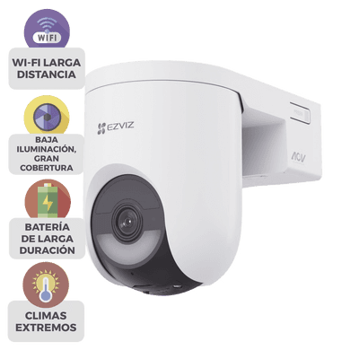 Cámara IP PT Con Batería / Wi-Fi 6 + 4G LTE / 2K+  (4megapixel)  / IP65  / Detección IA Persona-Vehiculo / Visión Nocturna Color / Compatible con Panel Solar CSPSP8