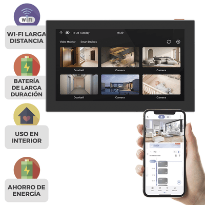 Pantalla Inalámbrica / Con Batería Recargable 4600mAh / Wi-Fi / Ideal Para Escritorio o Pared  / Vista en Vivo de Cámaras EZVIZ / Compatible con Videoportero CS-HP7  para ver Cámara y Apertura Remota  / Audio de Dos Vías