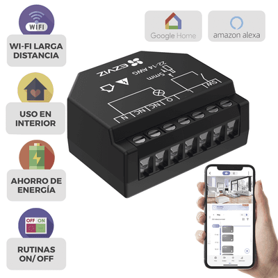 Relevador Wi-Fi  Inteligente / Ideal Para Control de Iluminación / 1 Salida para un Apagador / Control Remoto / Horarios Personalizados / Registro de Consumo