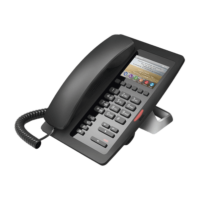 (H5 Color Negro) Teléfono IP Hotelero de gama alta, pantalla LCD de 3.5 pulgadas a color, 6 teclas programables para servicio rápido (Hotline), PoE