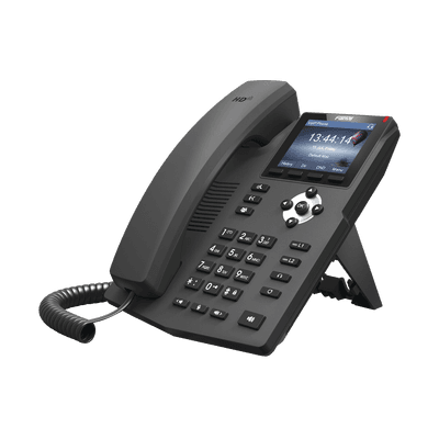 Teléfono IP empresarial para 2 lineas SIP con pantalla LCD de 2.8 pulgadas a color, puertos Gigabit y conferencia de 3 vías, PoE