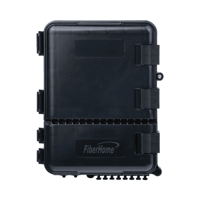 Caja de Distribución de Fibra Óptica para 24 Empalmes, con 8 Acopladores SC/APC Simplex, Exterior IP55, Color Negro