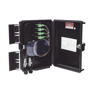 Cierre de Empalme para 24 Fusiones de Fibra Óptica, Interior/Exterior, con 16 Acopladores SC/APC y Splitter 1x16 SC/APC Incluido, IP65