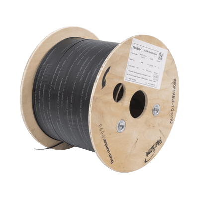 Carrete de 1 km de Fibra Óptica Drop, Interior/Exterior G.657A2 Monomodo de 1 Hilo (Unifibra), Dieléctrica, Forro Negro