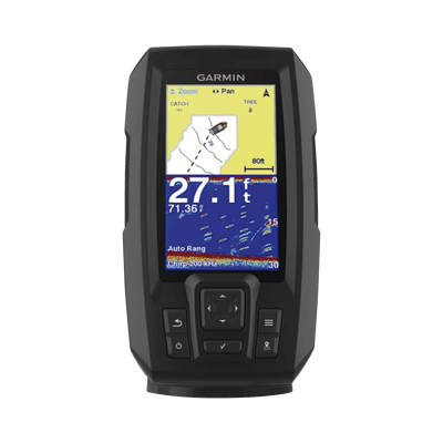 Fishfinder STRIKER™ Plus 4 con GPS Integrado / Pantalla QSVGA 272 x 480 píxeles / Frecuencias 50-200 kHz / Potencia 200 W RMS / Tecnología de Ganancia Automática / Sensor de Temperatura / Resistencia al Agua IPX7