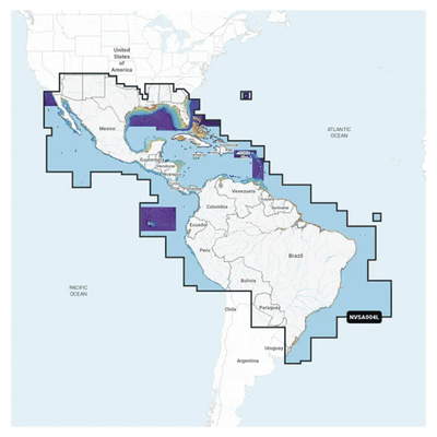 Cobertura Marítima / Costa de México, Centroamérica y Brasil / Incluye Golfo de EE. UU. y Costa Oriental / Bermudas, Bahamas, Cuba, Puerto Rico / Islas Vírgenes, Jamaica, Canal de Panamá / Costa Occidental de Sudam&eacut