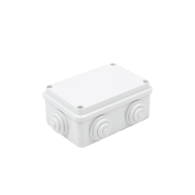 Caja Estanca de PVC Para Derivación y Conexión, 6 Entradas, Tapa Atornillada, 120x80x50 mm (Área interna), Uso Exterior IP55, Material que no Propaga el Fuego y Libre de Hálogenos