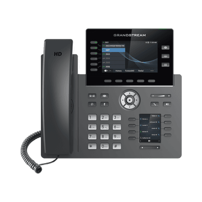 Teléfono IP Wi-Fi, Grado Operador, 6 líneas SIP con 6 cuentas, pantalla a color 4.3", puertos Gigabit, Bluetooth, PoE, codec Opus, IPV4/IPV6 con gestión en la nube GDMS