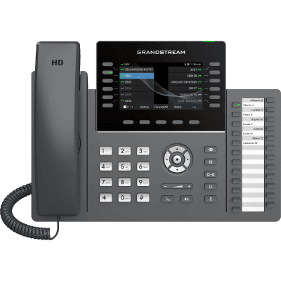 TELÉFONO IP PROFESIONAL DE 12 LÍNEAS / 24 TECLAS DE EXTENSIÓN PROGRAMABLES / WI-FI 6 / POE INTEGRADO / PANTALLA LCD 4.3 PULGADAS / SEGURIDAD DE NIVEL EMPRESARIAL / BLUETOOTH INTEGRADO / COMPATIBLE CON GDMS / AUDIO HD CON NOISE-SHIELD