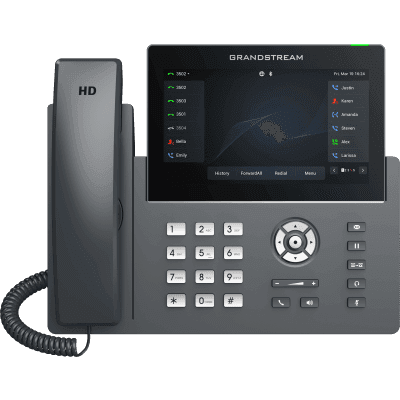 Teléfono IP Wi-Fi, Grado Operador, 12 líneas SIP con 6 cuentas, pantalla táctil  7", puertos Gigabit, Bluetooth, PoE, codec Opus, IPV4/IPV6 con gestión en la nube GDMS