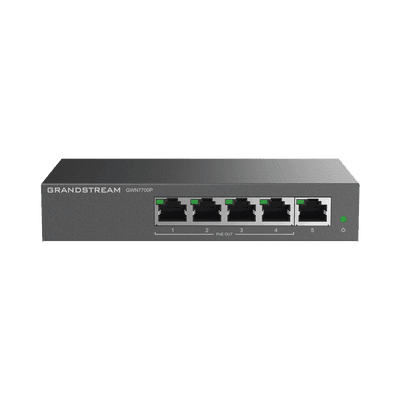 Switch PoE+ Gigabit No Administrable / 5 puertos 10/100/1000 Mbps / 4 puertos PoE+ / hasta 60W