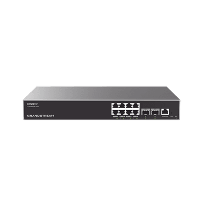 Switch Capa 3 PoE+ Administrable / 8 puertos 10/100/1000 Mbps + 2 Puertos SFP+ de 10 Gigabits / Hasta 120W / Compatible con GWN Cloud.