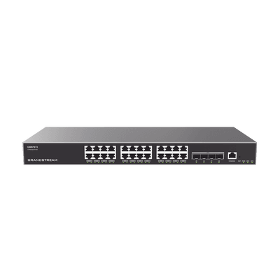 Switch Capa 3 Administrable / 24 puertos 10/100/1000 Mbps + 4 Puertos SFP+ de 10 Gigabits / Compatible con GWN Cloud.