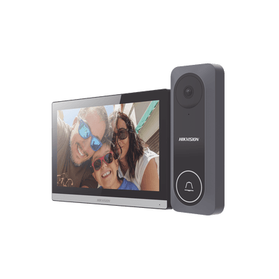 Kit de Videoportero Hibrido TurboHD con Pantalla LCD touch de 7" Wi-Fi / Frente de Calle para Exterior de Policarbonato / 720p (1 Megapíxel )130° de Visión (Gran Angular) / Llamada a App Hik-Connect