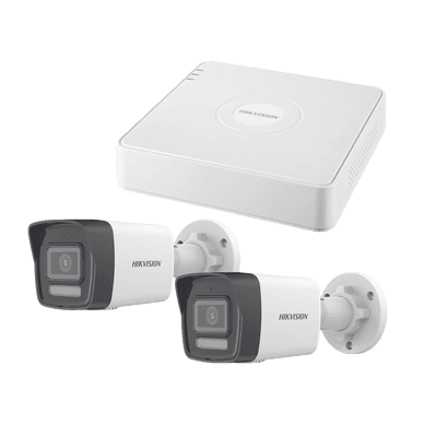 Kit IP 1080p (2 Megapixel) / NVR de 4 Canales con 4 Puertos PoE / 2 Cámaras Bala IP con Microfono Integrado / ColorVu Lite y ACUSENSE Lite