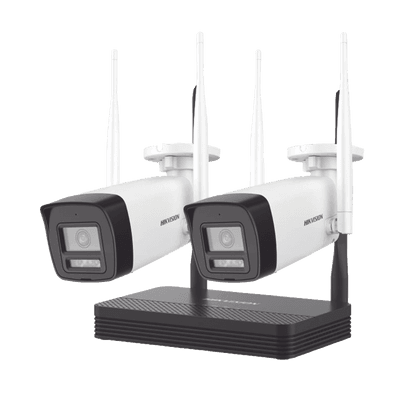 Kit IP Inalámbrico 2 Megapixel (1080p) / NVS 4 Canales / 2 Cámaras Bala para Exterior con Lente 2.8 mm y Dual Light (30 mts IR + 20 mts Luz Blanca) / Audio Bidireccional (Micrófono y Bocina) / Soporta Micro SD de 512 GB