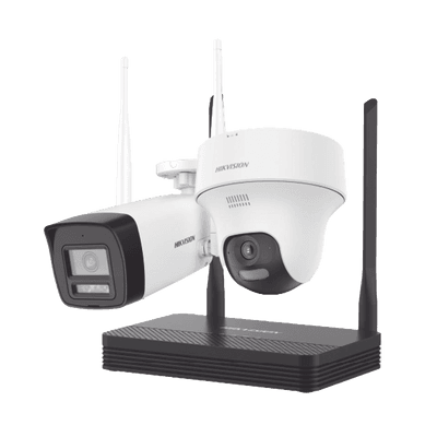 Kit IP Inalámbrico 4 Megapixel / NVS 4 Canales / 1 Cámara Bala Exterior + 1 Cámara Turret Interior con Lente 2.8 mm y Dual Light / Audio Bidireccional (Micrófono y Bocina) / Soporta Micro SD de 512 GB