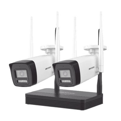Kit IP Inalámbrico 4 Megapixel / NVS 4 Canales / 2 Cámaras Bala para Exterior con Lente 2.8 mm y Dual Light (30 mts IR + 30 mts Luz Blanca) / Audio Bidireccional (Micrófono y Bocina) / Soporta Micro SD de 512 GB