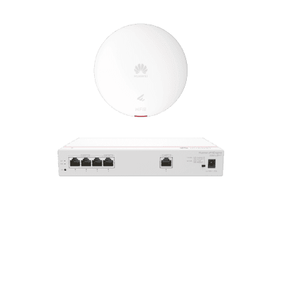 Kit DEMO de Router Multi-Servicio / 1 puerto 10/100/1000 Mbps(WAN) / 4 puertos 10/100/1000 Mbps(LAN) PoE / 50W + Punto de Acceso Wi-Fi 6 / 1.775 Gbps / MU-MIMO 2x2 (2.4GH y 5GHz) / Smart Antenna más cobertura / Instalación en techo y pared