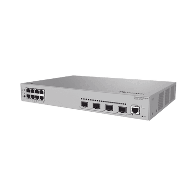 Switch de acceso eKit Administrable / Capa 2 / 8 Puertos PoE+ Gigabit + 4 SFP + Puerto Consola / PoE Perpetuo / Presupuesto PoE 125 W / Sin licenciamiento