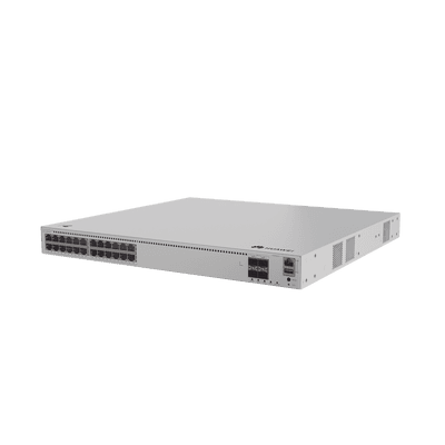 Switch de Distribución/Core Gigabit Administrable PoE Capa 3 / 24 puertos 1000/2.5Gbps (PoE) / 4 Puertos 10GE SFP+ Uplink / ERPS / Rutas Estáticas / iStack / PoE Perpetuo / 400W / Administración Nube Gratis