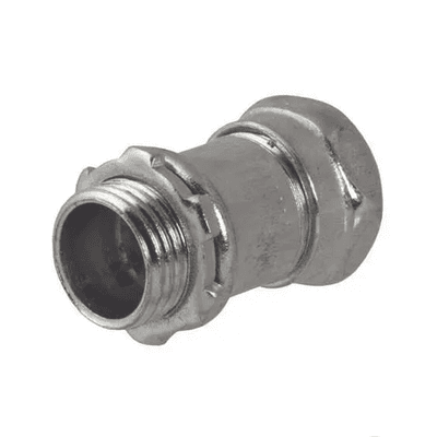 Conector Recto Compresión de Acero Galvanizado para Pared Delgada de 1 1/2".