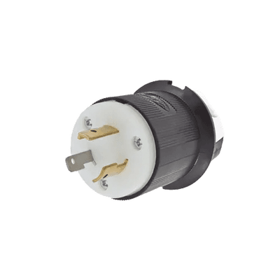 Clavija Industrial con Bloqueo de Media Vuelta / 20 A 125 V CA / 2 Polos 3 Hilos / Color Blanco y Negro / Nema L5-20P.